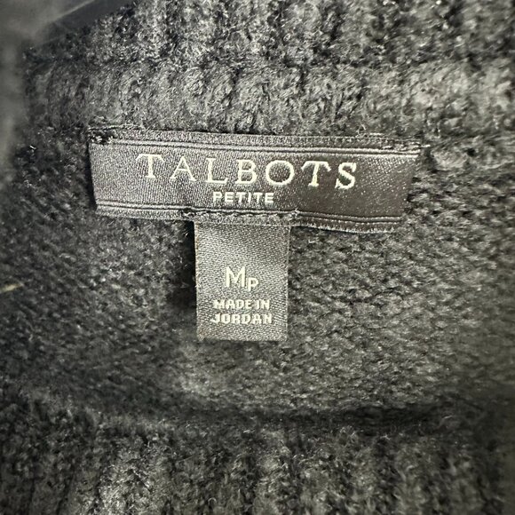 Talbots Striped Turtleneck Sweater Pullover Long Tunic Length Relaxed Black Gray - Picture 3 of 7